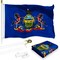 G128 Combo Pack: 6 Feet Tangle Free Spinning Flagpole (White) Pennsylvannia PA 3x5 ft Printed 150D Brass Grommets (Flag Included) Aluminum Flag Pole